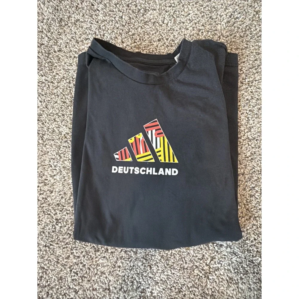 XL ADIDAS Black Men's DEUTSCHER BUND Germany Soccer 2 Sided Graphic Shirt